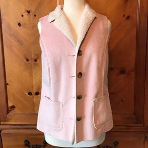 L.L.Bean Sherpa lined suede vest!!!  In pink!!!